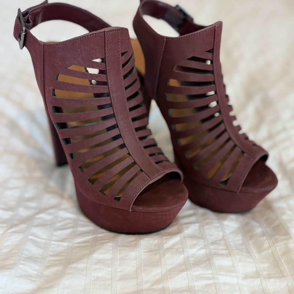 Charlotte Russe Maroon Cutout Platform Heels